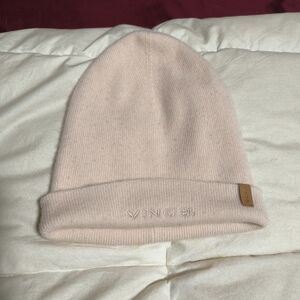 EUC $165 Vince. Women's Pink 100% Cashmere Fine Rib Double Layer Cuff Knit Hat